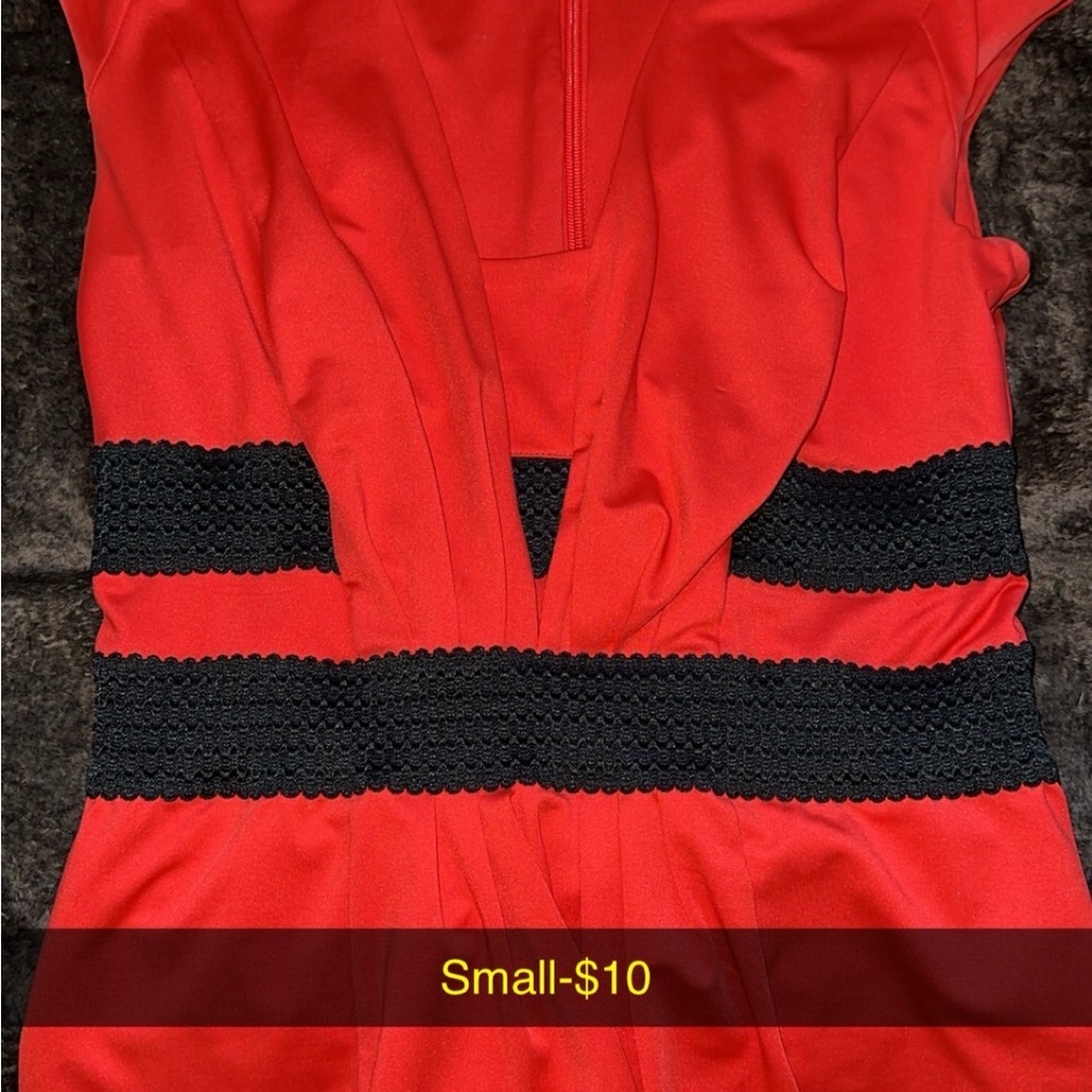 Red Dress with Black Accents
